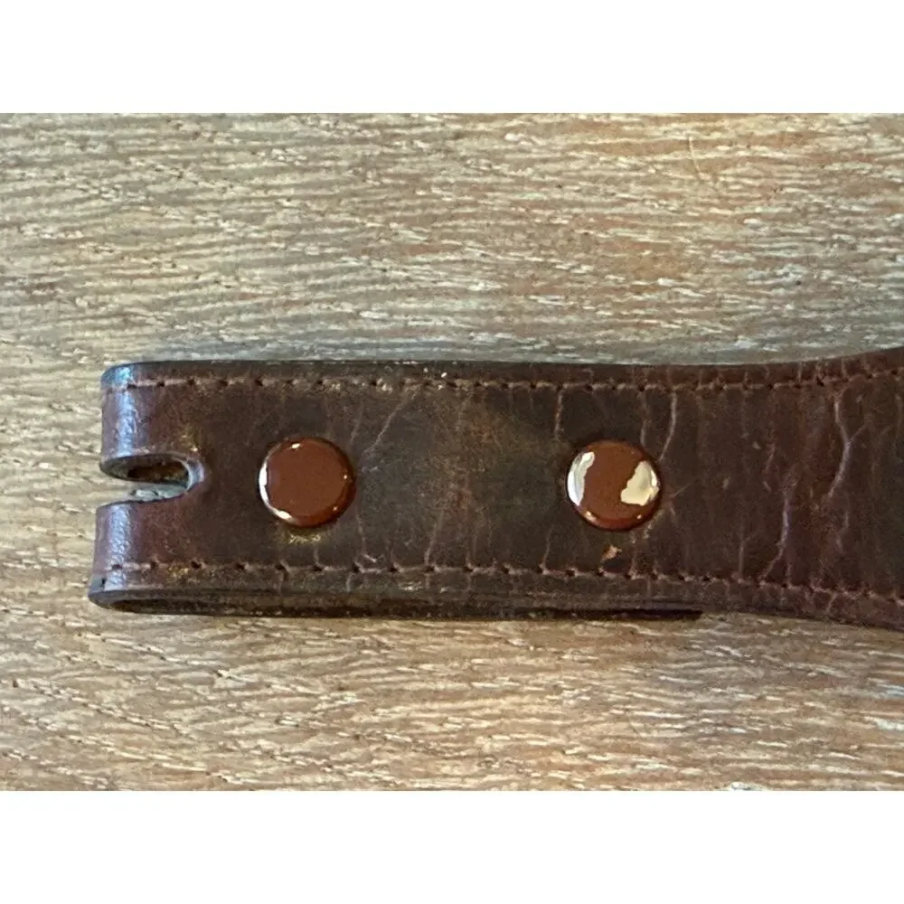 Vintage Brown Leather Silver Accent Western Cowboy Belt Men size 36